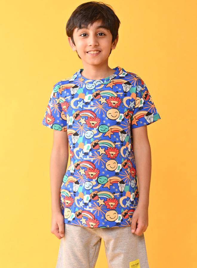 انثريلو تيشيرت مطبع بالكامل مع ياقة دائرية - Image 1