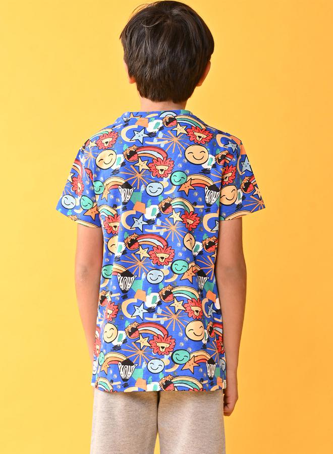 انثريلو تيشيرت مطبع بالكامل مع ياقة دائرية - Image 3