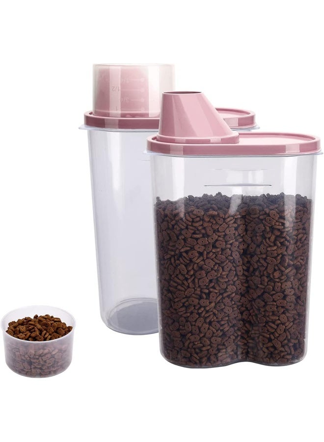 Premify 2Pcs Pet Food Storage Containers, Traveling Cat/Dog Food Container Set with Measuring Cup, Birds Feed/Food Container 2.5L, Refill Your Pet’s Bowls - Image 4