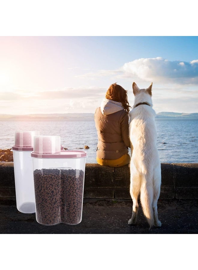 Premify 2Pcs Pet Food Storage Containers, Traveling Cat/Dog Food Container Set with Measuring Cup, Birds Feed/Food Container 2.5L, Refill Your Pet’s Bowls - Image 3