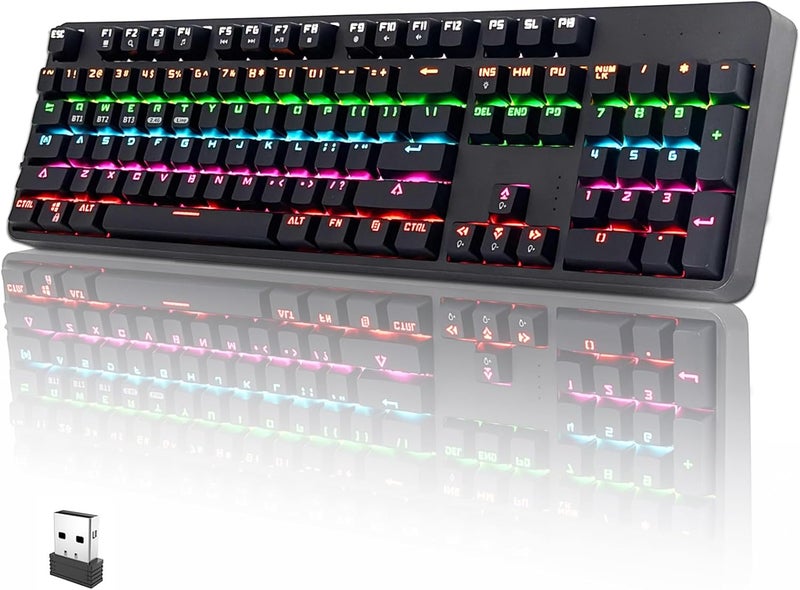 Three-Mode Mechanical Keyboard (Wired/Bluetooth/2.4G) 104-Key RGB Backlit Gaming Keyboard with Hot-Swappable Red Switches, DIY Detachable Cover, Full N-Key Rollover, ABS Keycaps - Image 1