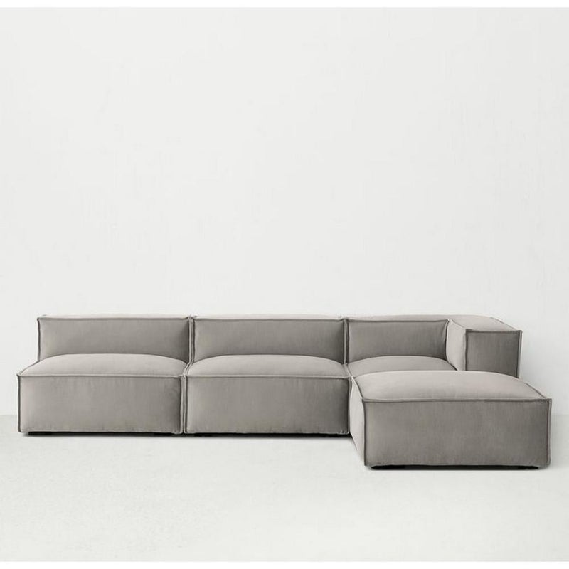 Betak Velvet, Swedish wood and Thai MDF corner sofa - Grey - Image 1