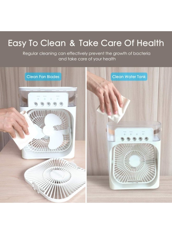 JUNARIS Misting Fan, Table Fan with 7 Beautiful Colors, Evaporative Fan with Timer, USB Portable Air Conditioner Fan, Air Cooler Desktop Fan, 3 Speeds, Adjustable Head Rotatable for Home Office - Image 5