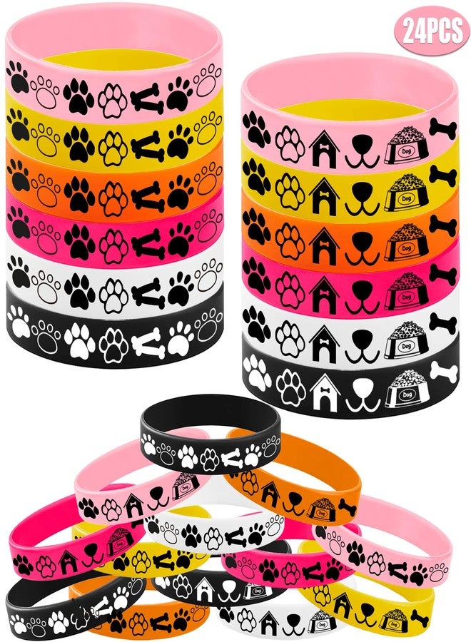 CupaPlay 24PCS Pet Rubber Bracelets Silicone Wristbands -Dog Theme Party Supplies Decorations Kawaii Pet Paw Birthday Baby Shower Party Favors - Image 2