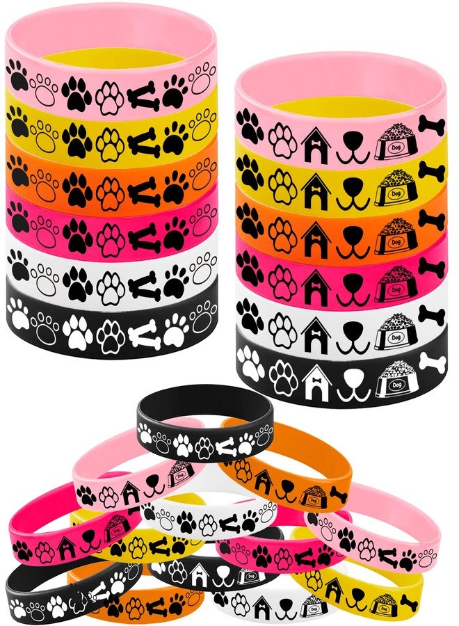 CupaPlay 24PCS Pet Rubber Bracelets Silicone Wristbands -Dog Theme Party Supplies Decorations Kawaii Pet Paw Birthday Baby Shower Party Favors - Image 1