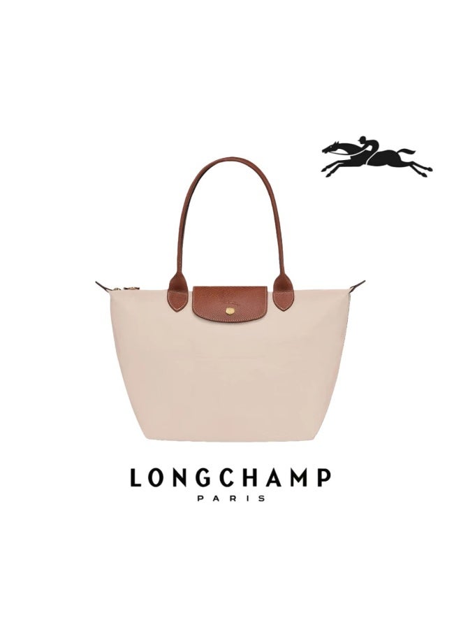 لونج شامب حقائب اليد المتوسطة Longchamp للمرأة، حقائب Tote، حقائب الكتف، ورقة أسلوب كلاسيكي أبيض - Image 1