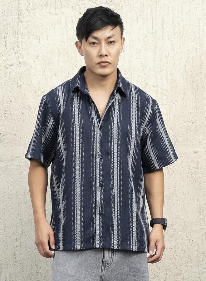 Hubberholme Navy Shirt for Men, Classic Fit - Image 1
