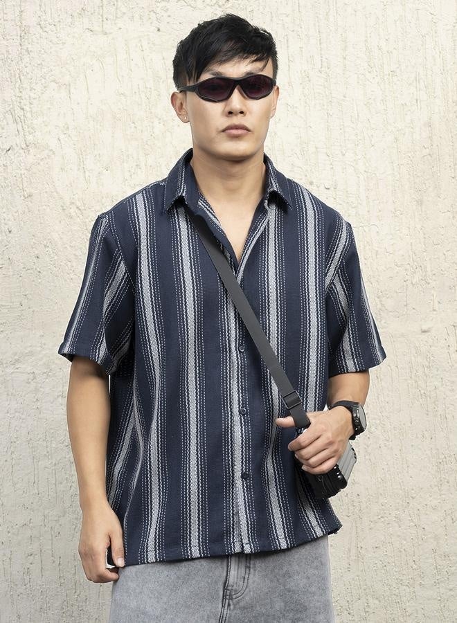 Hubberholme Navy Shirt for Men, Classic Fit - Image 3