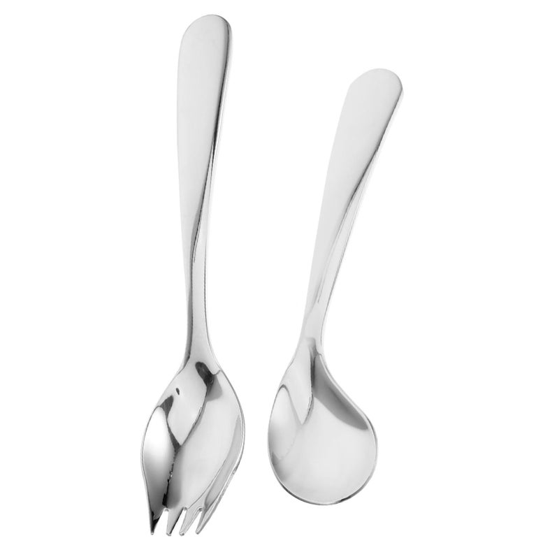 1 Set Stainless Steel Curved Spoon and Fork Set for Elderly Disabled Self Feeding Utensils Lightweight - Image 2