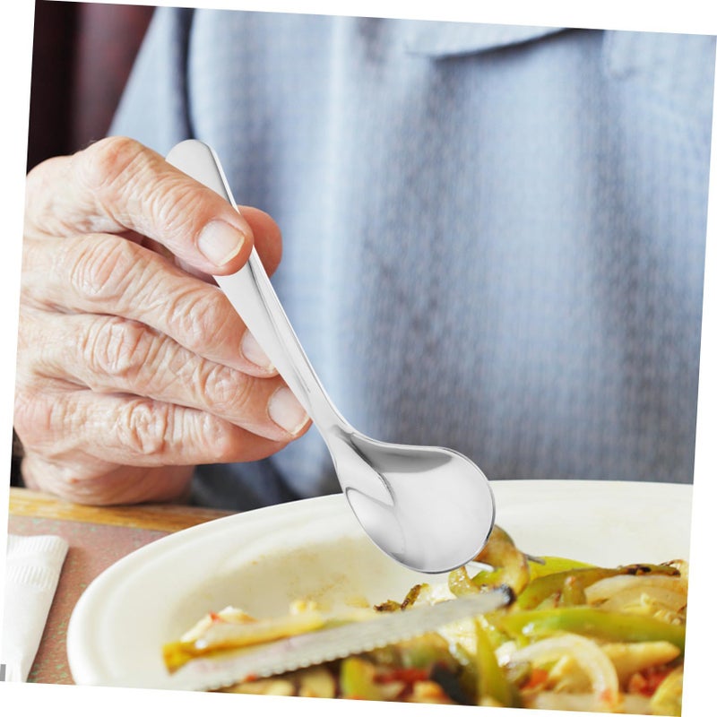 1 Set Stainless Steel Curved Spoon and Fork Set for Elderly Disabled Self Feeding Utensils Lightweight - Image 3