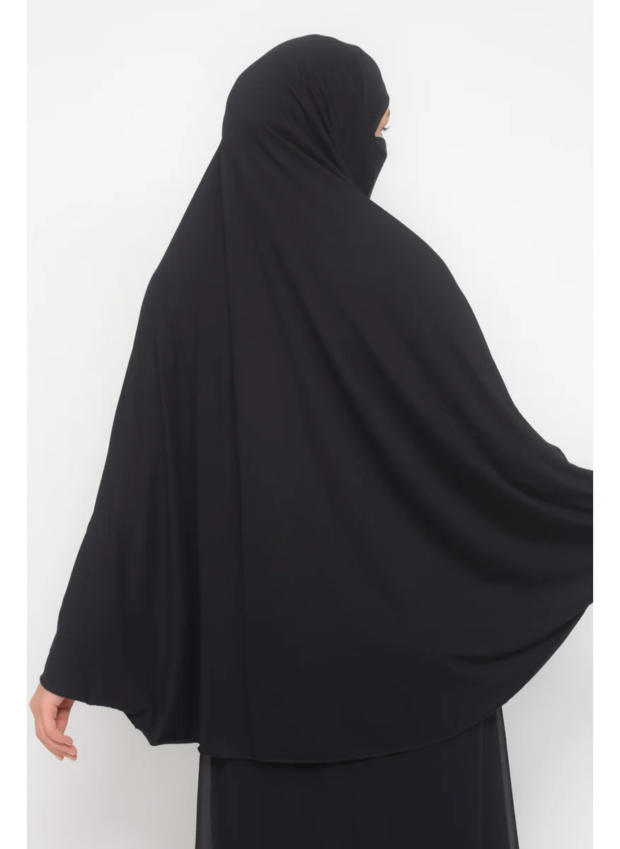 Altobeh Practical Hijab Hijab with Sleeves Soufflé Sheet Top and Veil - Prayer Cover with Nikap - Black