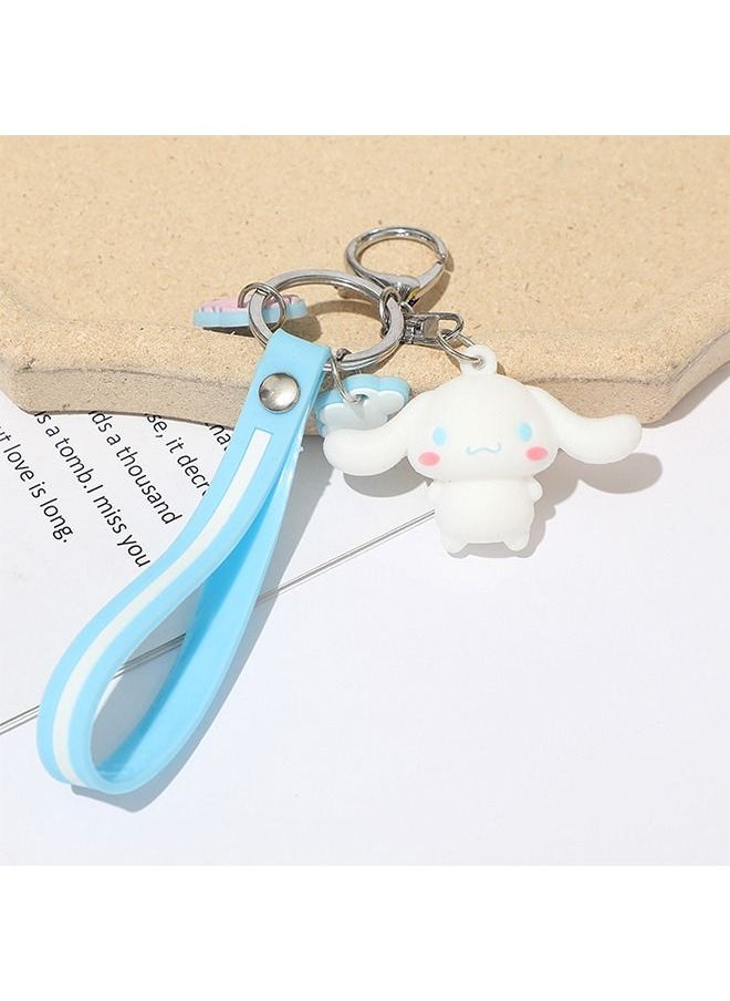 Unique Cute Kawaii Accessories Anime Keychain Adorable Key chain Keyring Handbag Cinnamoroll Keychain(Blue)  - Image 1