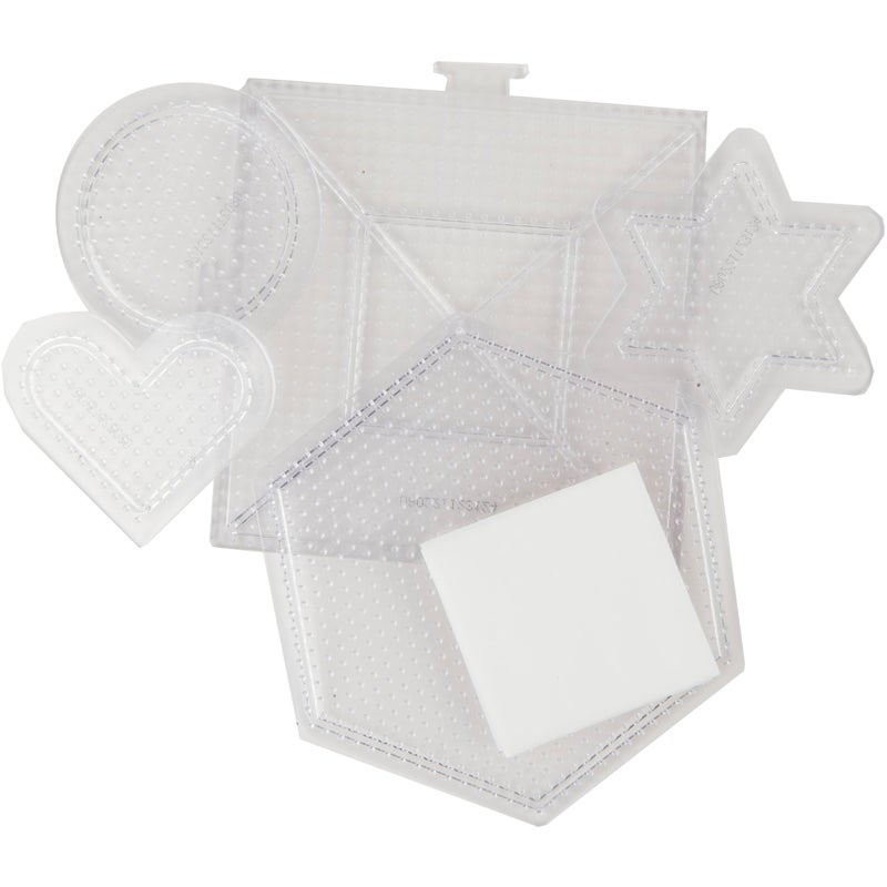 Perler Beads Assorted Small and Large Pegboards for Kid's Crafts - (5) clear Perler pegboards, (1) sheet of reusable ironing paper, 6 pcs - Image 3