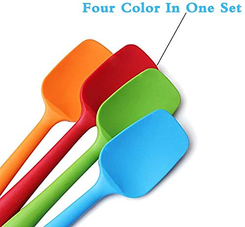 Delidge Food Grade Silicone Spatula Set Heat Resistant Small Rubber Spatulas,4 piece Silicone Spoonula Spatula Non-stick Baking Curved Spatulas Multicolor(21.7cm/8.56inch) - Image 2
