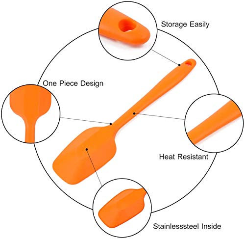Delidge Food Grade Silicone Spatula Set Heat Resistant Small Rubber Spatulas,4 piece Silicone Spoonula Spatula Non-stick Baking Curved Spatulas Multicolor(21.7cm/8.56inch) - Image 3