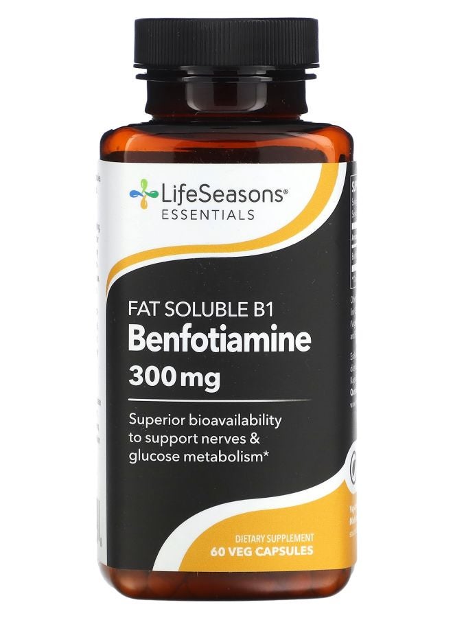 LifeSeasons Fat Soluble B1 Benfotiamine 300 mg 60 Veg Capsules (150 mg per Capsule)