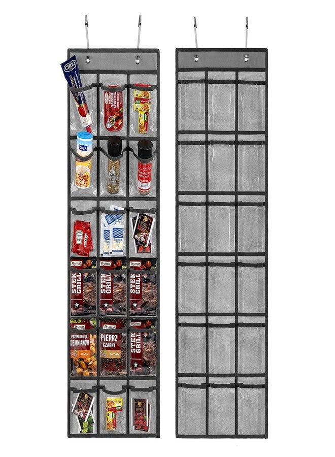 TEMUORG 2 Pack Over the Door Pantry Organizer Hanging Seasoning Packet Storage Wall Mount Spice Holder for Kitchen Snack Food Tea Bag (Grey) - Image 1
