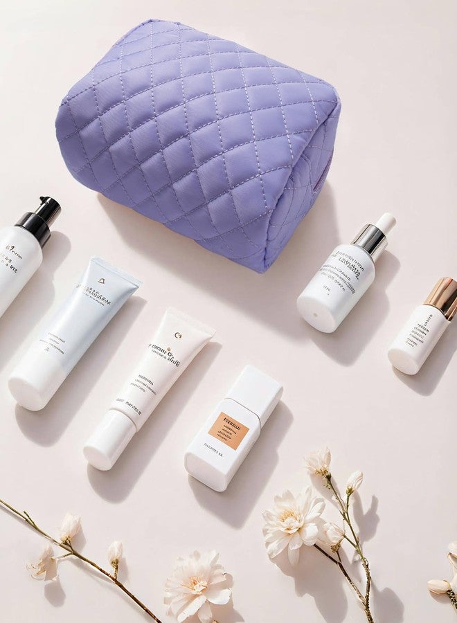 LETGO Makeup Bag Travel Cosmetic Bag,Small Make Up Bags for Women Makeup Organizer Case, Toiletry Bag Quilted Make Up Bags Travel Essentials Toiletries Accessories (Blue) - Image 4