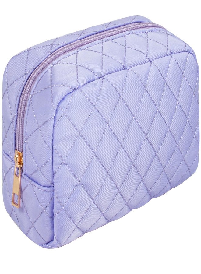 LETGO Makeup Bag Travel Cosmetic Bag,Small Make Up Bags for Women Makeup Organizer Case, Toiletry Bag Quilted Make Up Bags Travel Essentials Toiletries Accessories (Blue) - Image 1