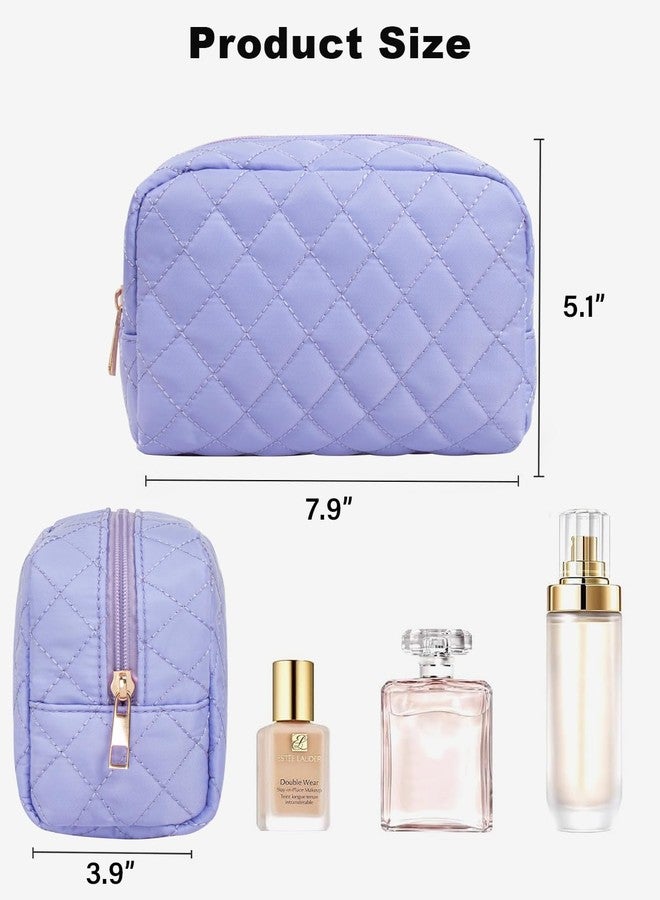 LETGO Makeup Bag Travel Cosmetic Bag,Small Make Up Bags for Women Makeup Organizer Case, Toiletry Bag Quilted Make Up Bags Travel Essentials Toiletries Accessories (Blue) - Image 2
