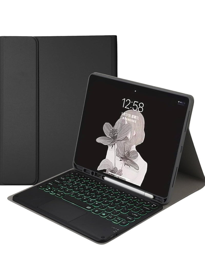 General Backlit Keyboard Case for Samsung Galaxy Tab S10 Ultra 14.6 Inch (2024) Leather Case with Pencil Holder, Detachable Wireless Touchpad Trackpad Keyboard 