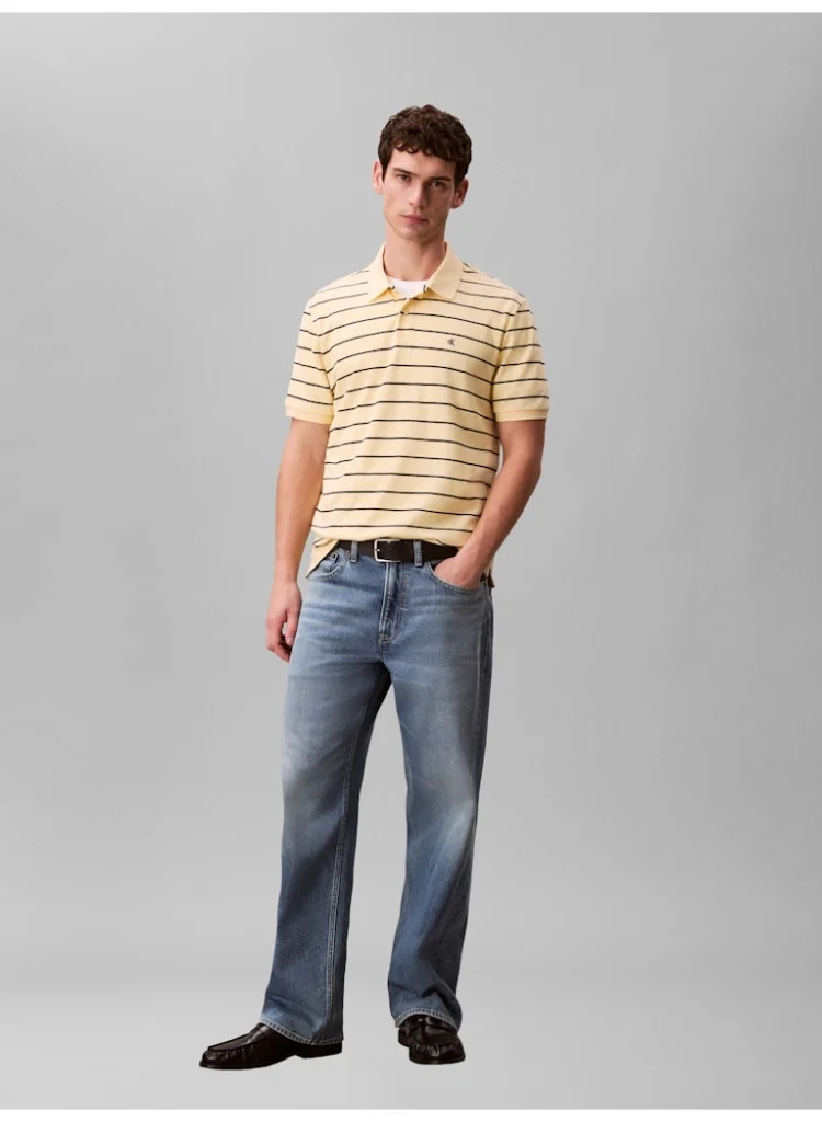 Calvin Klein Jeans Anise Flower Striped Pique Polo Shirt for Men | Best Price UAE