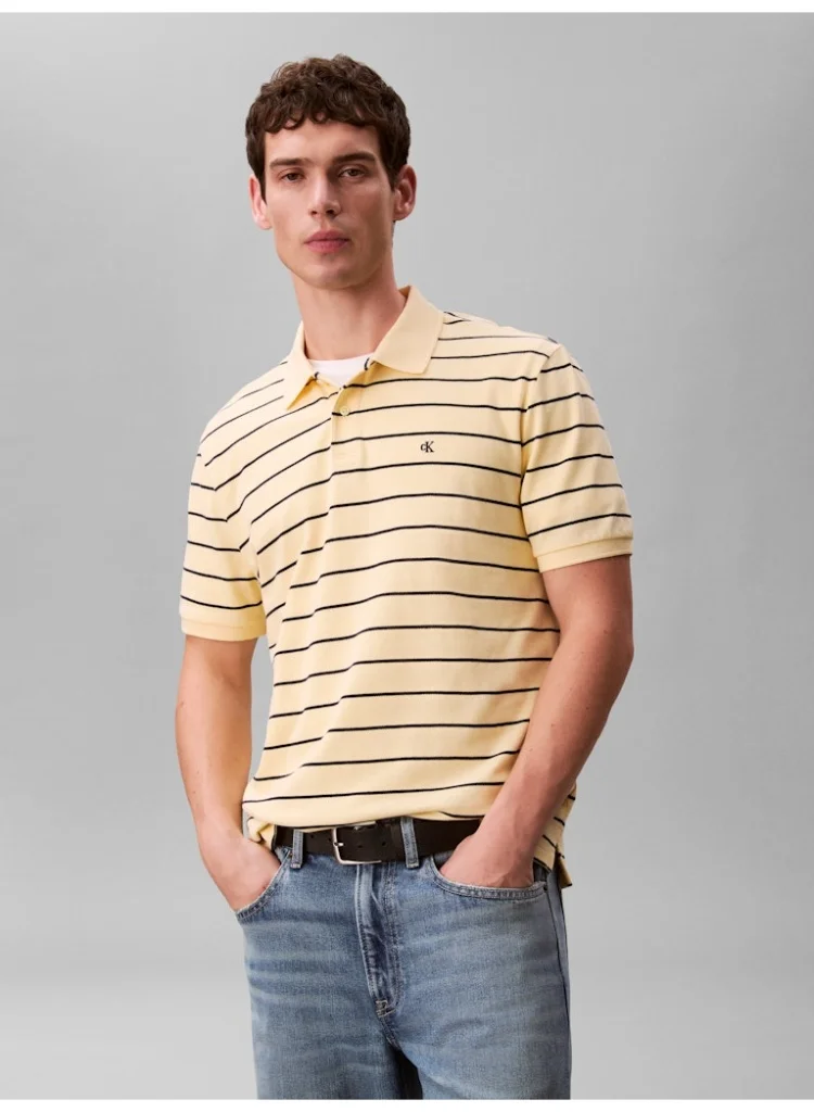 Striped Pique Polo Shirt