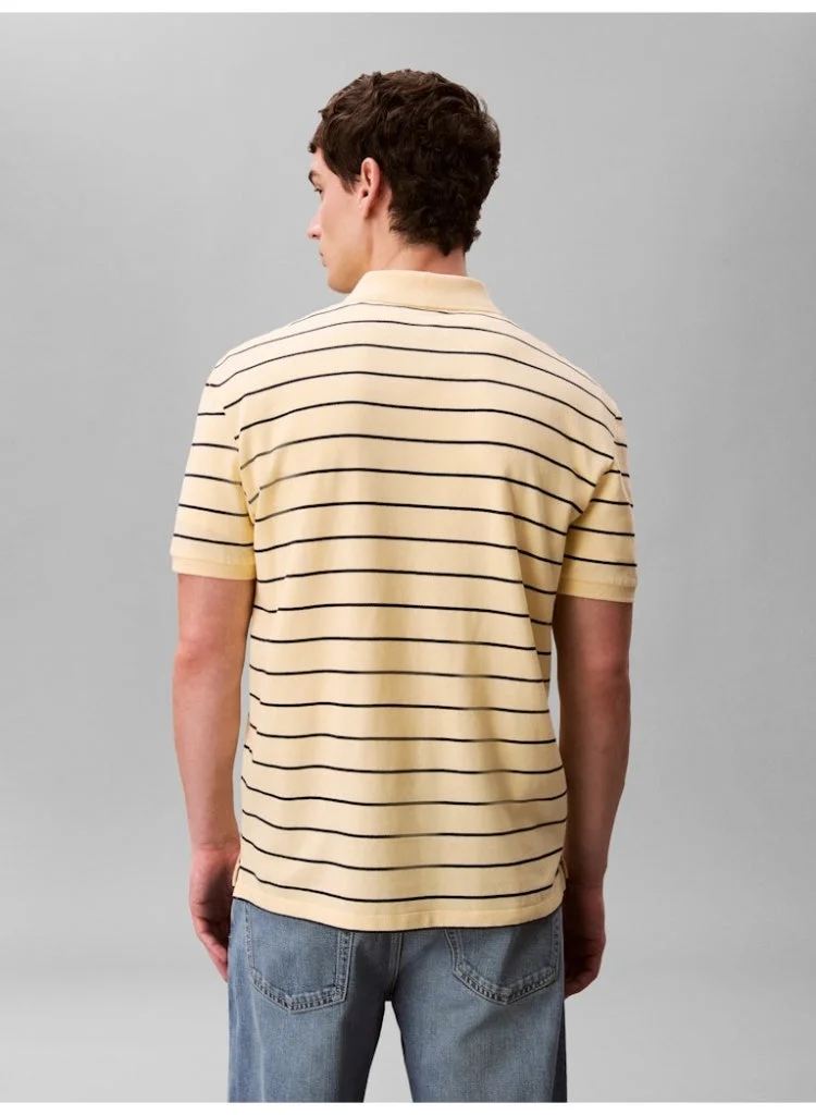 Calvin Klein Jeans Anise Flower Striped Pique Polo Shirt for Men | Best Price UAE