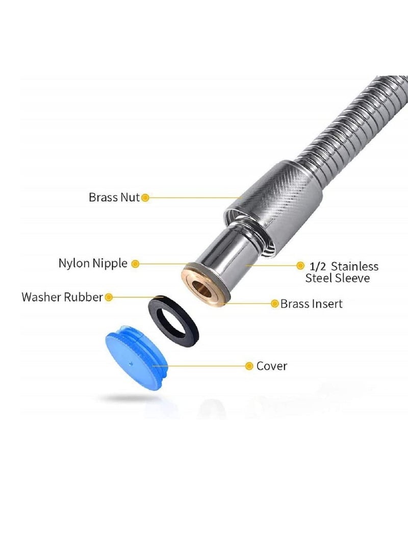 Imaashi Imaashi Shower Hose Stainless Steel HandHeld Shower Head Hose Faucet Extension Pipe With Solid Brass Nut Link Encryption Flexible Shower Head Hose Bidet Extension Pipe 1 Meter  - Image 2