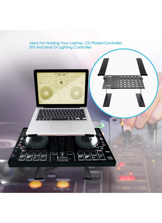 Pyle - Pyle Portable Adjustable Laptop Stand - 6.3 to 10.9 Inch Standing Table Monitor or Computer Desk Workstation Riser with Shelf Storage and Height Alignment for DJ, PC, Gaming, Home or Office - PLPTS26 - Image 1