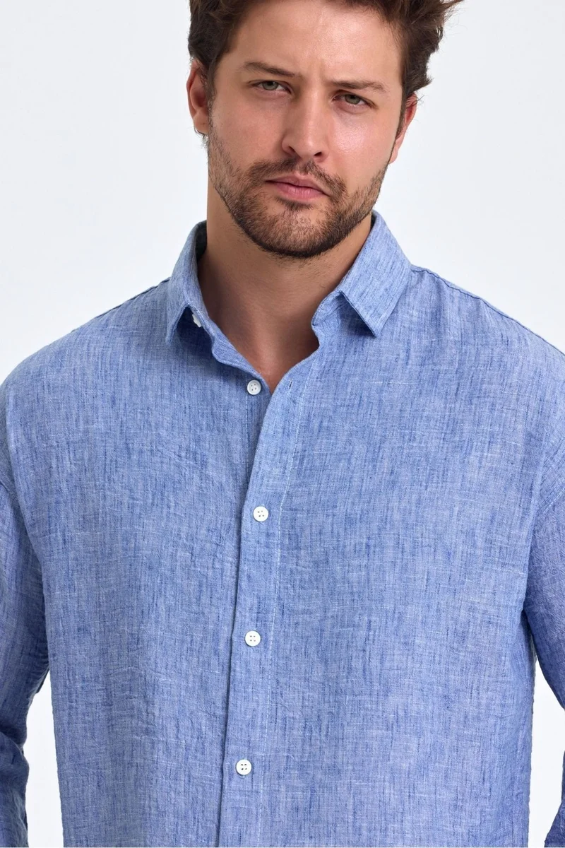 Cool Tarz Cool Style Men's Shirt Collar Linen Blend Regular Fit Shirt