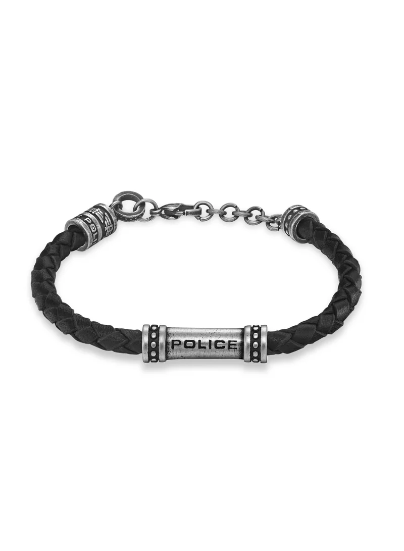 Police Bracelet for Men in Silver and Black