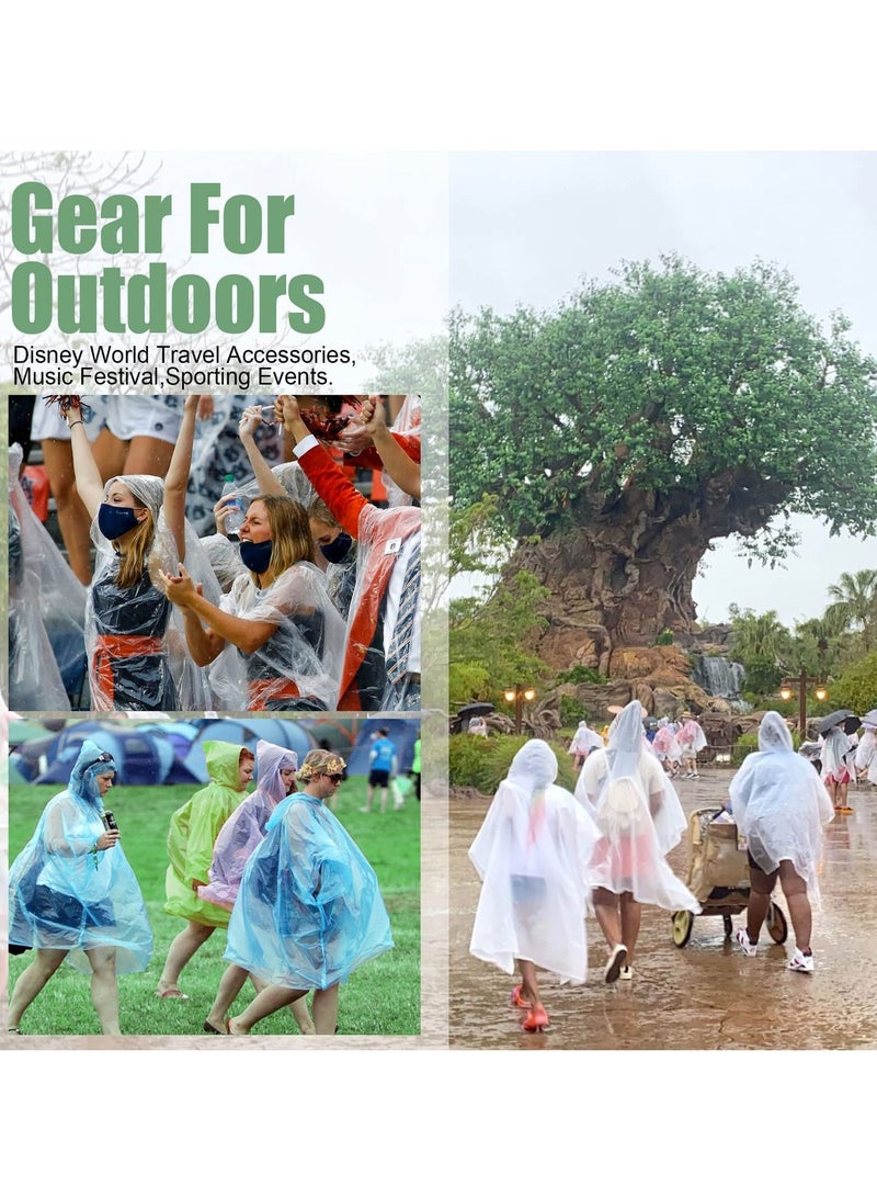SYOSI Rain Ponchos Family Pack  12 Pack Emergency Waterproof Ponchos for Kids Adults Assorted Colors 003mm Thickness Disposable Emergency Ponchos for Family Travel Camping Hiking Fishing - Image 2