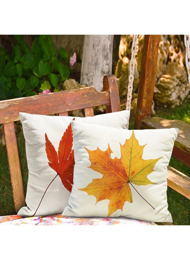 All Smiles All Smiles Fall Throw Pillow Covers 18x18 Set of 4 Decorative Thanksgiving Autumn Kitchen Home Decor Cushion for Porch Couch,Outside Outdoor Harvest Decorations Maple Leaves  - Image 3