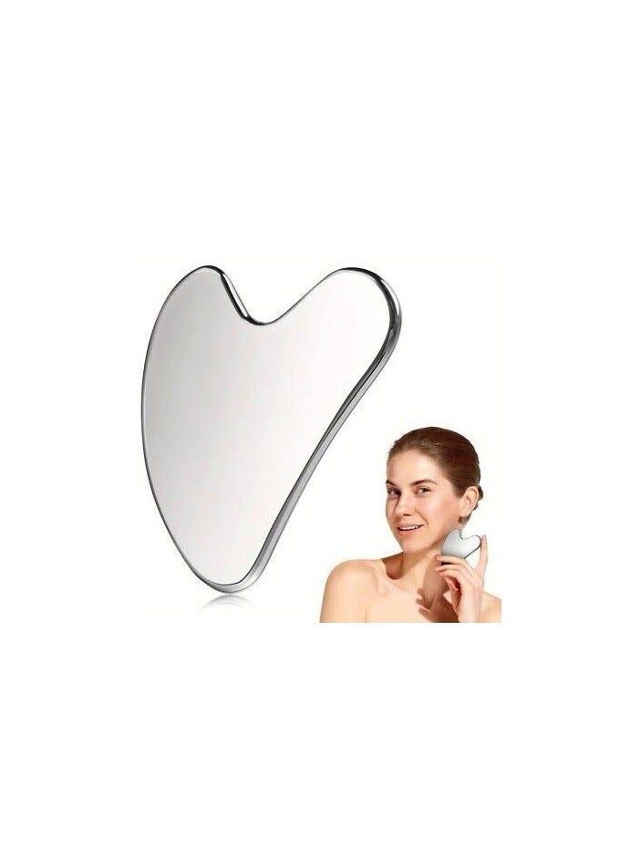 Gua Sha Massage Tool, Stainless Steel Gua Sha Tools, Gua Sha Facial Scraper, Gua Sha Facial Treatment with Heart Shape GSS11 - Image 1