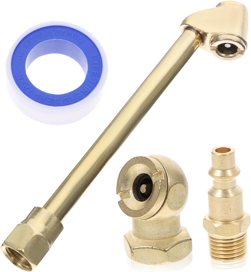 طقم شاحن هواء ثقيل من النحاس الأصفر 4 قطع، محولات نفخ الإطارات سريعة التوصيل - Image 2