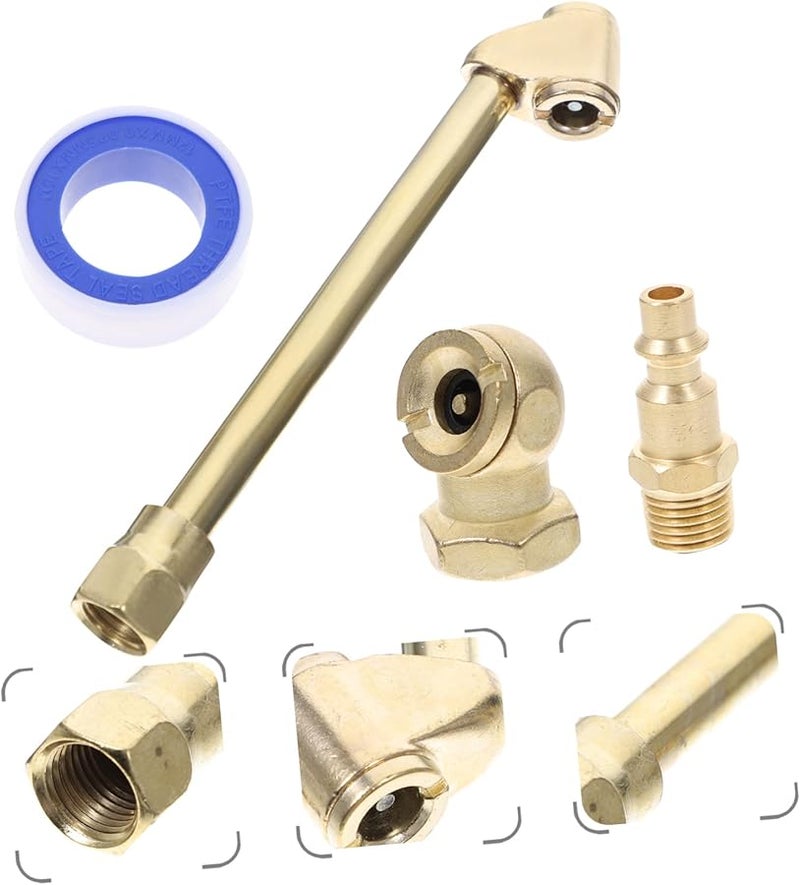 طقم شاحن هواء ثقيل من النحاس الأصفر 4 قطع، محولات نفخ الإطارات سريعة التوصيل - Image 3