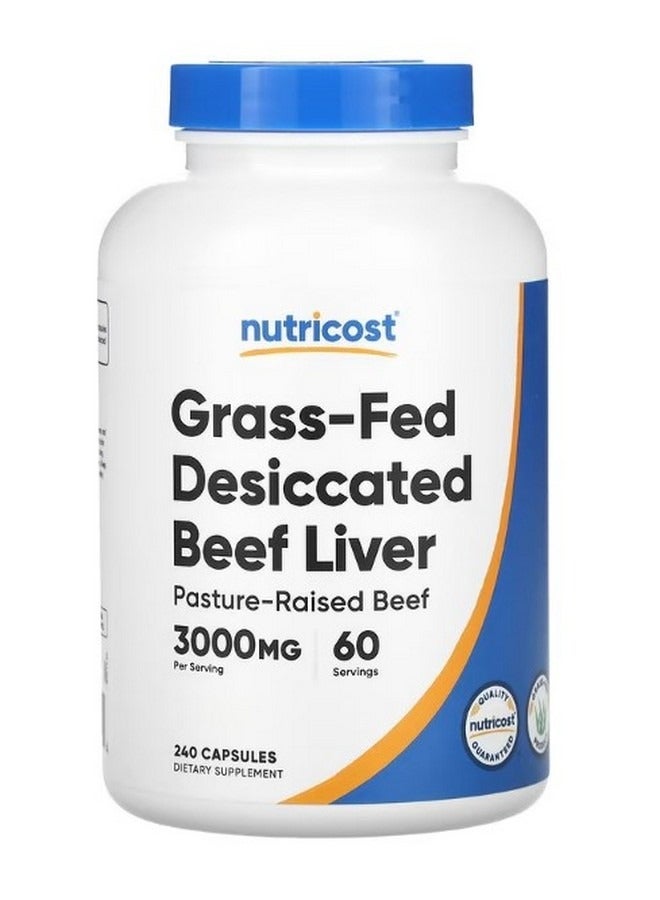 Nutricost Grass Fed Desiccated Beef Liver 3000 Mg 240 Capsules 750 Mg Per Capsule - Image 1