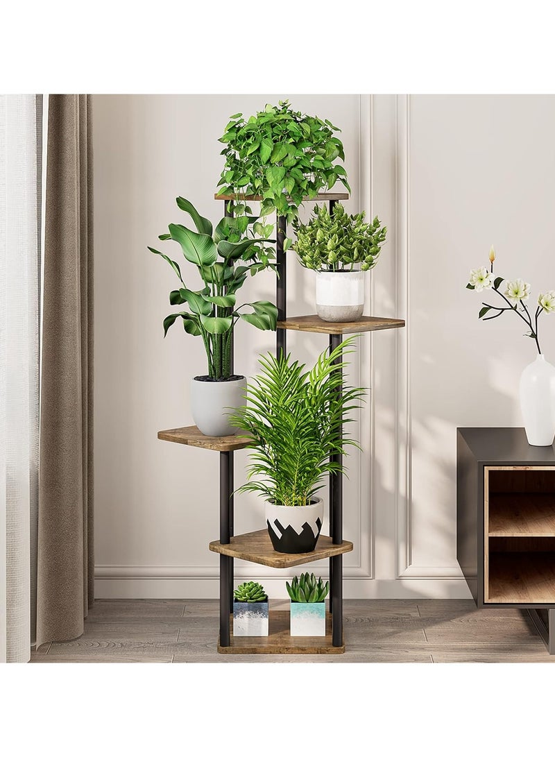 Generic Plant Stand 5 Tier Indoor Metal Flower Shelf for Multiple Plants Corner Tall Flower Holders for Patio Garden Living Room Balcony Bedroom, Black (5 Tier-Black)  - Image 4