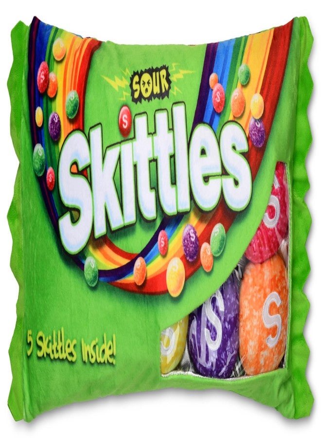 iscream Sour Skittles Package 16" x 8.5" Pillow Set with Mini Sour Skittles Candy Pillows - Image 1