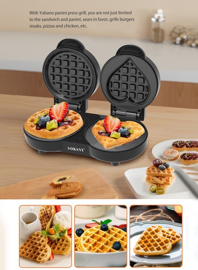 sokany Double Waffle Maker,2 at a Time Belgian Waffle Maker with Auto Temperature Control,Electric Non Stick Waffle Iron Griddle,1100W SK-08106  - Image 2