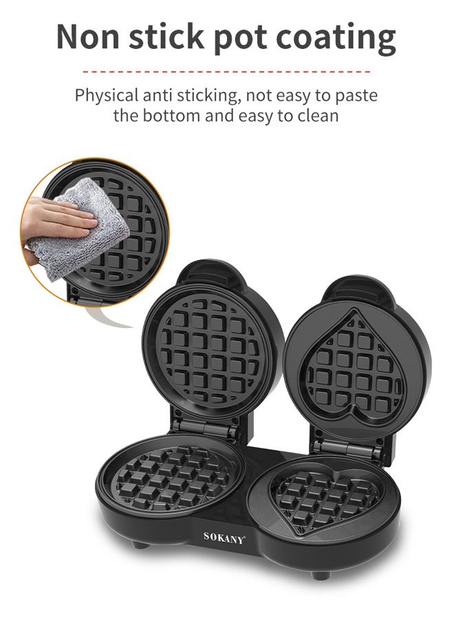 sokany Double Waffle Maker,2 at a Time Belgian Waffle Maker with Auto Temperature Control,Electric Non Stick Waffle Iron Griddle,1100W SK-08106  - Image 3