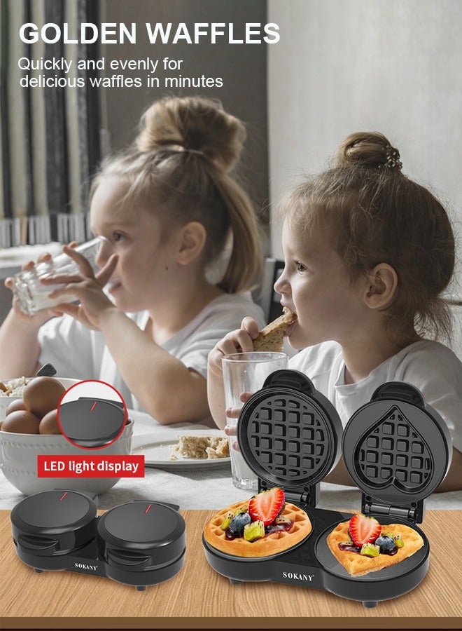 sokany Double Waffle Maker,2 at a Time Belgian Waffle Maker with Auto Temperature Control,Electric Non Stick Waffle Iron Griddle,1100W SK-08106  - Image 4