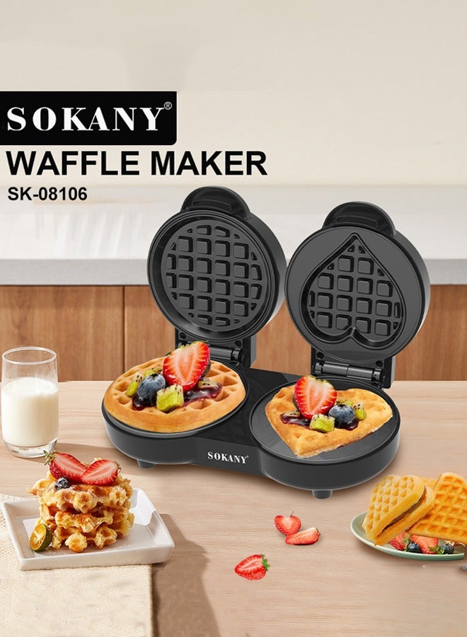 sokany Double Waffle Maker,2 at a Time Belgian Waffle Maker with Auto Temperature Control,Electric Non Stick Waffle Iron Griddle,1100W SK-08106  - Image 1