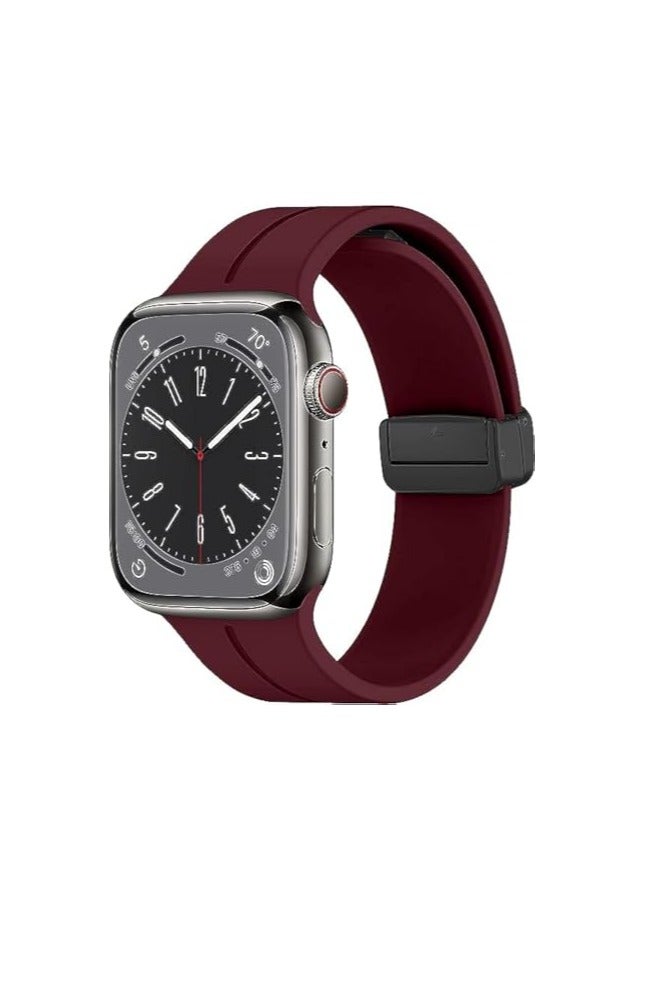 Magnetic Band for Apple Watch Ultra Soft Silicone Sport Strap Men Women Compatible with iWatch Size 42-44-45-49 MM burgundy - Image 1