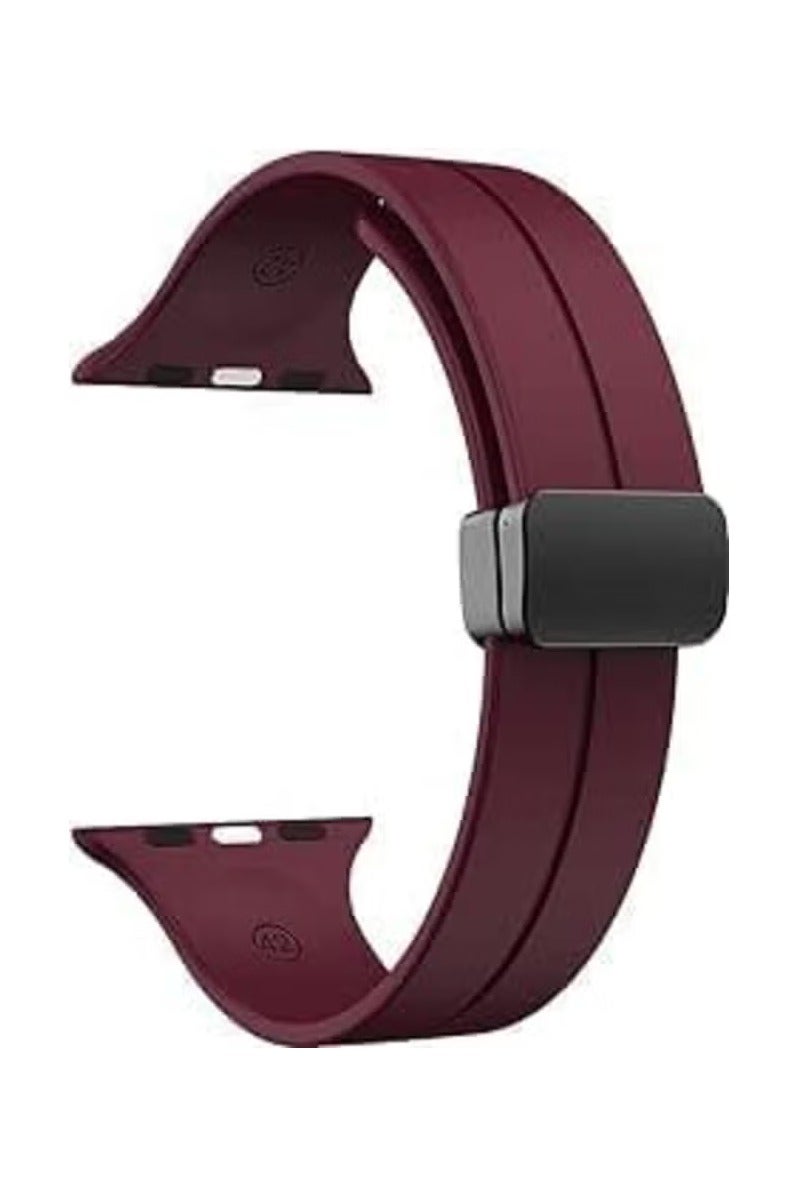 Magnetic Band for Apple Watch Ultra Soft Silicone Sport Strap Men Women Compatible with iWatch Size 42-44-45-49 MM burgundy - Image 2