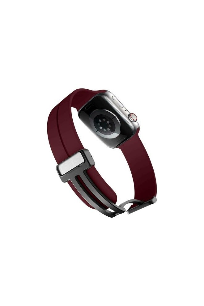 Magnetic Band for Apple Watch Ultra Soft Silicone Sport Strap Men Women Compatible with iWatch Size 42-44-45-49 MM burgundy - Image 3