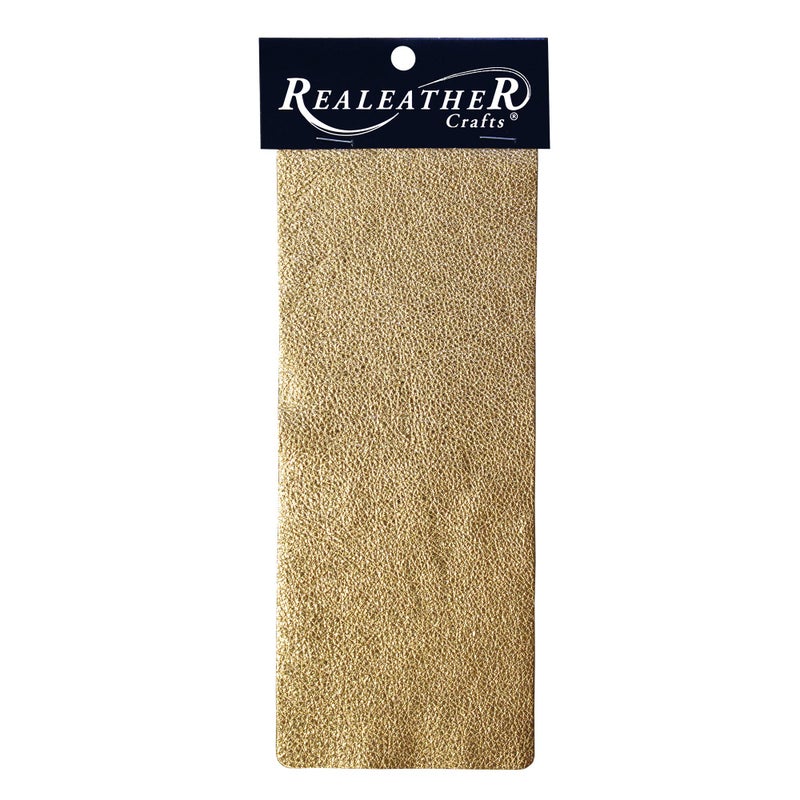 Realeather C090391 Cowhide Metallic Leather Sheet for Crafting 34oz Gold 1Piece - Image 1
