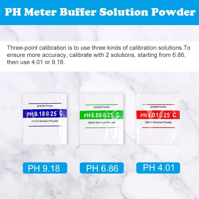 Nynelly Nynelly 15 Pack pH Meter Buffer Solution Powder pH 6.86, 4.01, 9.18 for Precise Calibrate pH Meter, pH Calibration Powder Solution, pH Tester Calibration Powder Packets  - Image 5