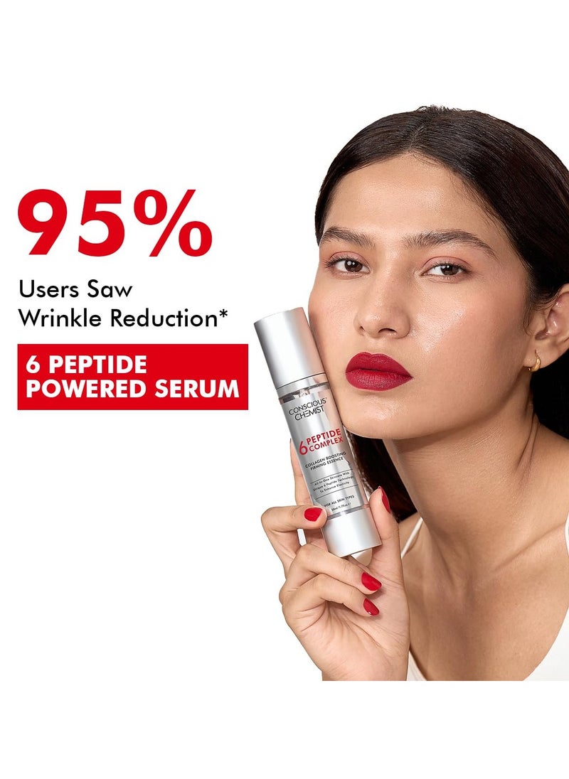 CONSCIOUS CHEMIST - 6 Peptide Serum for Face | 50ml | Complex Collagen Boosting Firming Essence for Face, Niacinamide & Hyaluronic Face Serum, Reduce Fine Lines, Wrinkles, Face Serum for Men & Women - Image 1